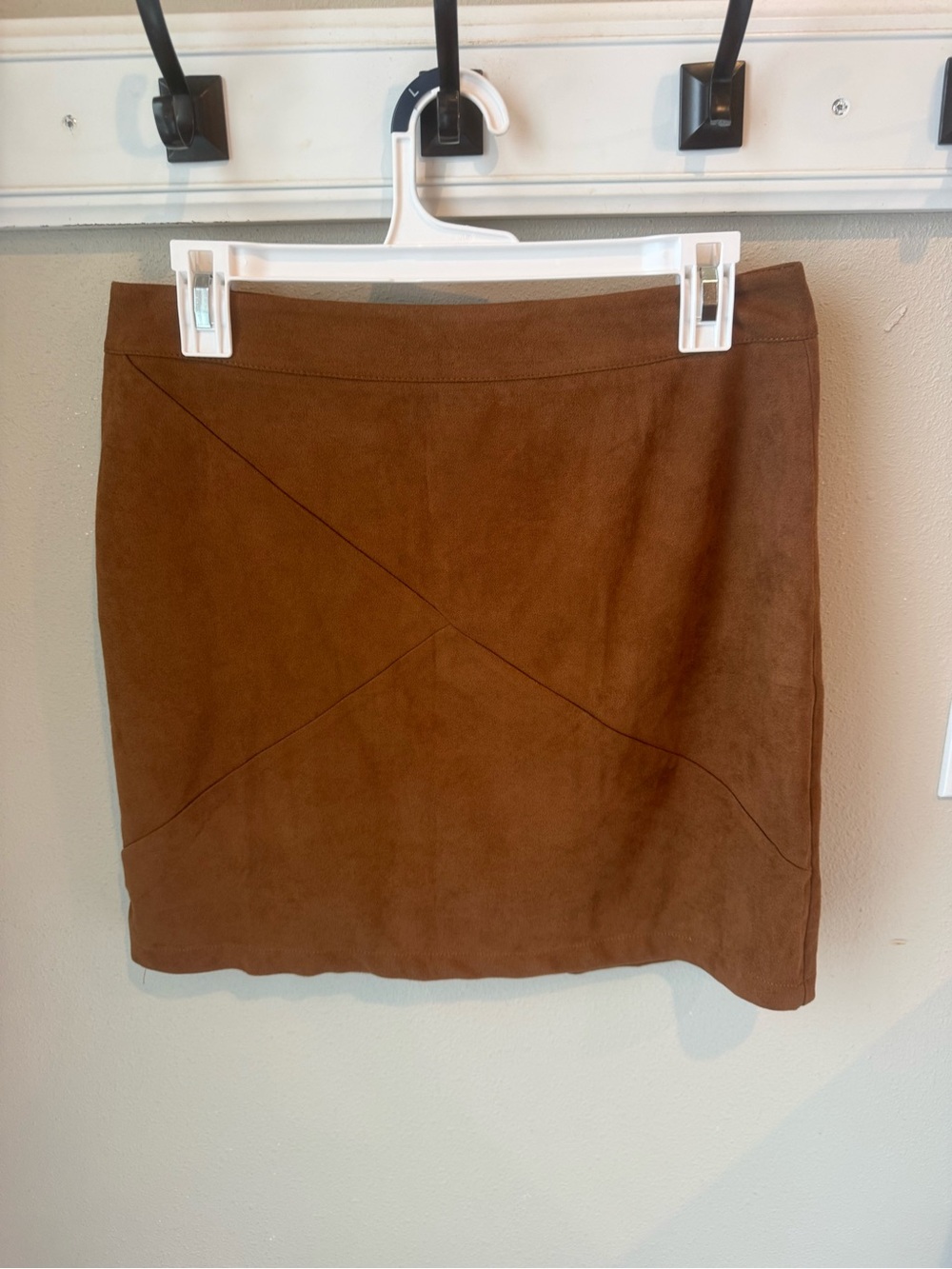 Mango Brown Faux Suede Mini Skirt